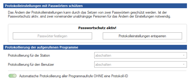 Passwortschutz aktiv! wird angezeigt. Passwortschutz aktiv! wird angezeigt.