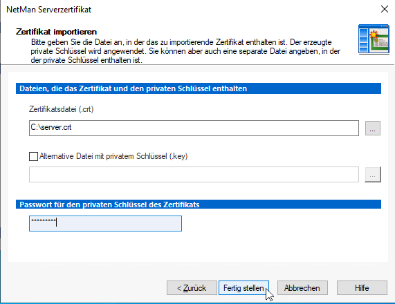 Zertifikat importieren Zertifikat importieren