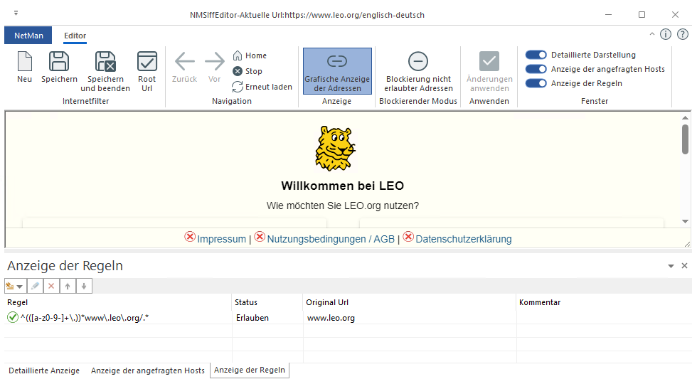 Editor zum Bearbeiten von Internetfilterdateien Editor zum Bearbeiten von Internetfilterdateien