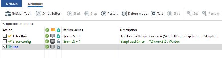 Skriptablauf im Debugger Skriptablauf im Debugger