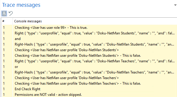 Konsolenmeldungen im Ablauffenster Konsolenmeldungen im Ablauffenster