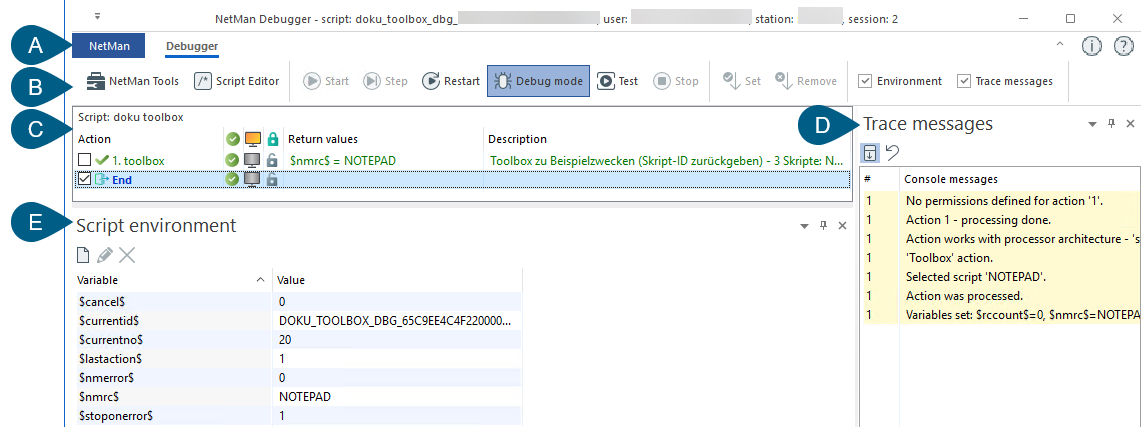 NetMan Debugger Hauptfenster NetMan Debugger Hauptfenster