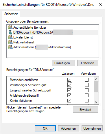 Alle Berechtigungen zulassen. Alle Berechtigungen zulassen.
