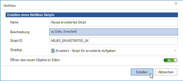 Erweitertes Skript erstellen Erweitertes Skript erstellen