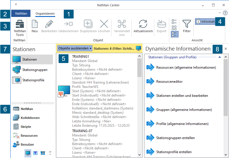 Hauptfenster eines Programms. Beispiel NetMan Center Hauptfenster eines Programms. Beispiel NetMan Center