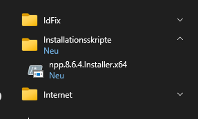 Verknüpfung zum Installationsskript im Startmenü Verknüpfung zum Installationsskript im Startmenü