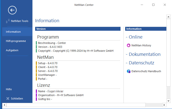Backstage-Ansicht des NetMan Centers Backstage-Ansicht des NetMan Centers