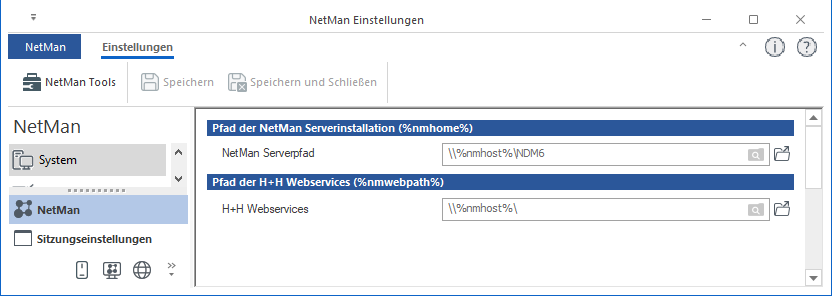 NetMan Einstellungen / NetMan / System NetMan Einstellungen / NetMan / System