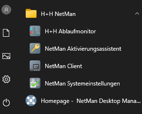 Verknüpfung zu NetMan Programmen im Startmenü