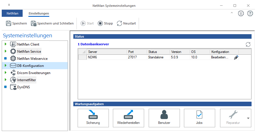 Systemeinstellungen DB-Konfiguration Systemeinstellungen DB-Konfiguration