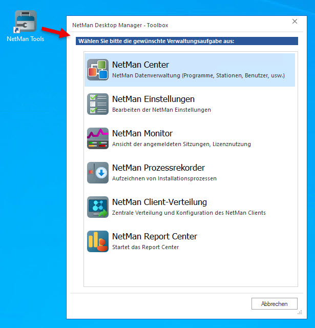 NetMan Toolbox öffnen