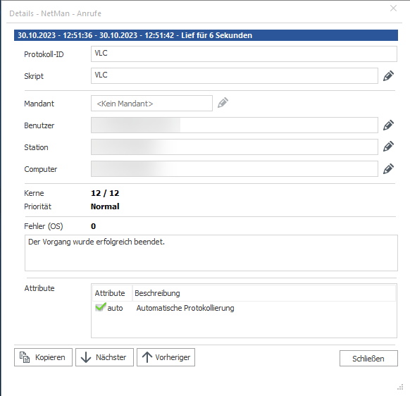 Detailansicht eines Berichteintrags Detailansicht eines Berichteintrags