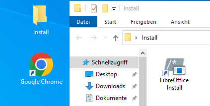 Testumgebung mit Verknüpfung zum Installationsskript Testumgebung mit Verknüpfung zum Installationsskript