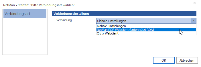 Editor für Startregeln: Auswahl möglicher Sitzungseinstellungen per Dropdown-Menü. Editor für Startregeln: Auswahl möglicher Sitzungseinstellungen per Dropdown-Menü.