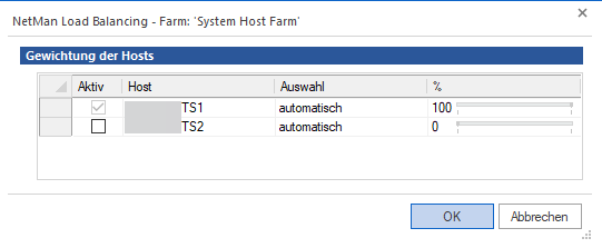 Dialog Gewichtung der Hosts