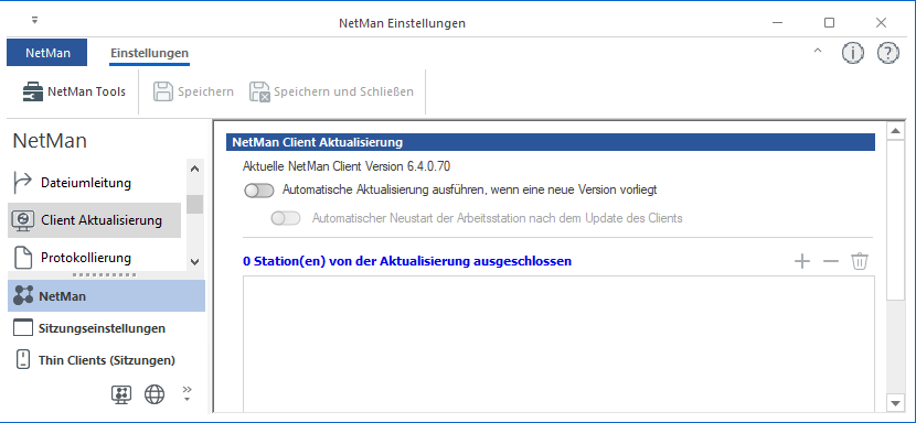NetMan Einstellungen / NetMan / Client Aktualisierung NetMan Einstellungen / NetMan / Client Aktualisierung