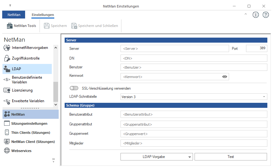 NetMan Einstellungen / NetMan / LDAP NetMan Einstellungen / NetMan / LDAP