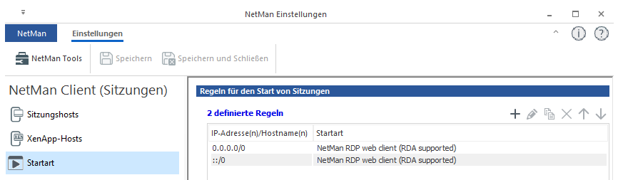NetMan Einstellungen / NetMan Client / Startart NetMan Einstellungen / NetMan Client / Startart