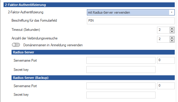 Einstellungen für Radius-Server Einstellungen für Radius-Server