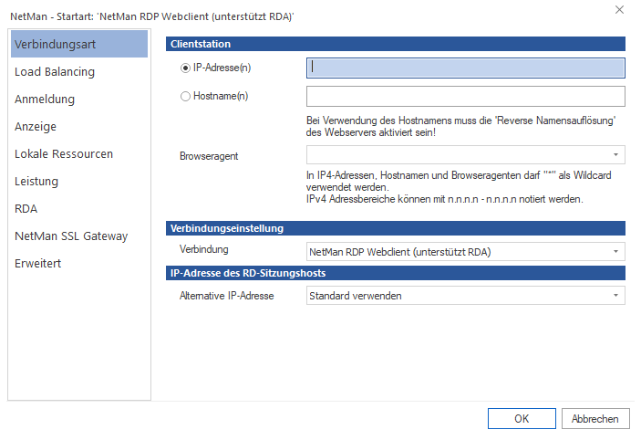 Dialog ‚Startart wählen’