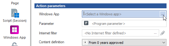 Skripteditor Seite Windows-App: neben Windows-App ist die Auswählen-Schaltfläche (3 Punkte) gewählt. Skripteditor Seite Windows-App: neben Windows-App ist die Auswählen-Schaltfläche (3 Punkte) gewählt.
