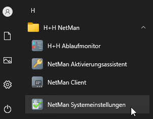 Windows Start/H+H NetMan/NetMan Systemeinstellungen Windows Start/H+H NetMan/NetMan Systemeinstellungen