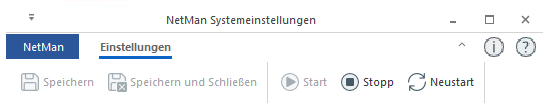 Menüband der NetMan Systemeinstellungen Menüband der NetMan Systemeinstellungen