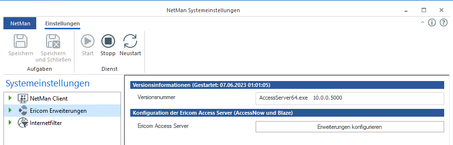 Systemeinstellungen Ericom Erweiterungen Systemeinstellungen Ericom Erweiterungen