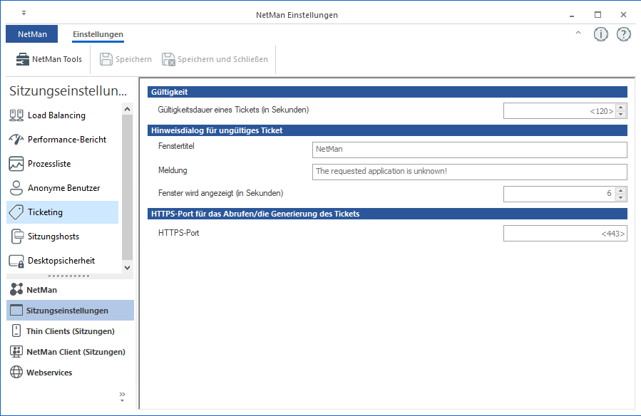 Ticketing in den NetMan Einstellungen Ticketing in den NetMan Einstellungen