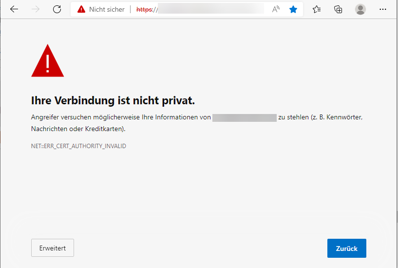 Ihre Verbindung ist nicht privat Ihre Verbindung ist nicht privat