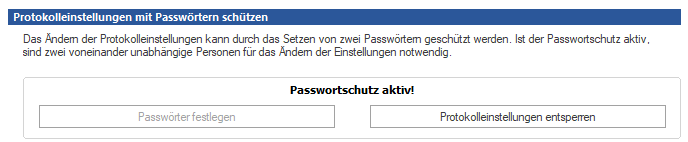 Passwortschutz aktiv Passwortschutz aktiv