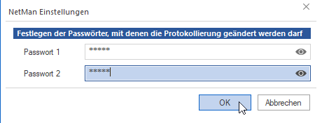 Eingabe von 2 verschiedenen Passwörtern Eingabe von 2 verschiedenen Passwörtern