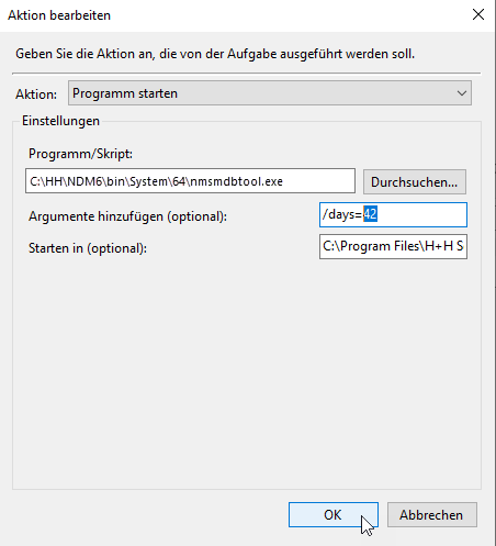 Dialog Aktion bearbeiten Dialog Aktion bearbeiten